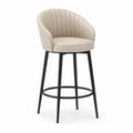 Barhocker mit PU-Leder und Metallrahmen in Beige, 100 cm