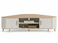 Eck-TV-Schrank MDF Weiß mit Holzfurnier 150x40x50cm