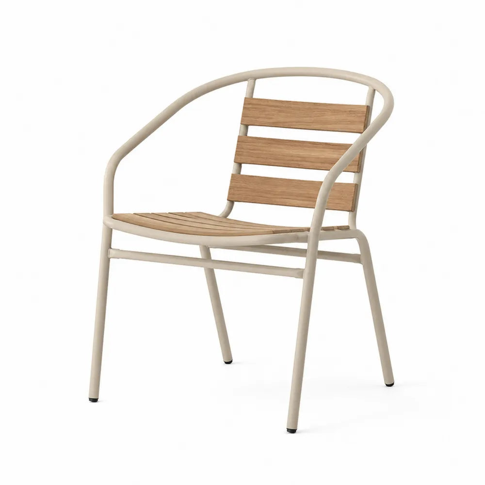 Metall-Holz Außenstuhl Braun Beige