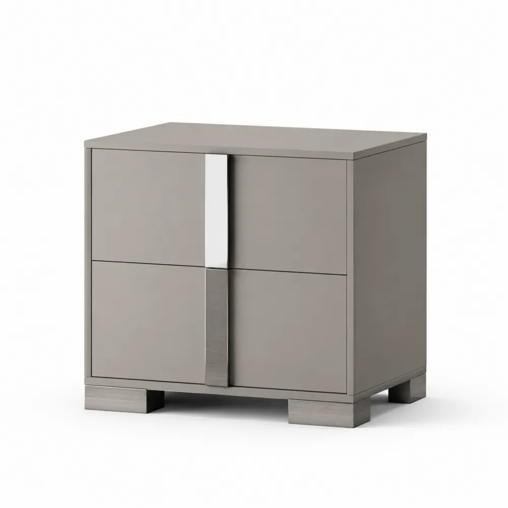 Nachttisch MDF Grau mit Aluminiumgriff 50x40x60 cm