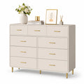 Holzverbund Kommode mit 10 Schubladen Beige 120cm x 40cm x 110cm