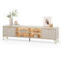 TV-Kommode MDF und Metall mit Beleuchtung Beige 180x40x50 cm