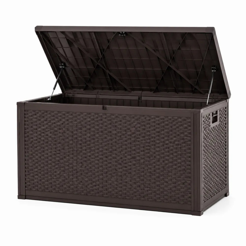 Garten Aufbewahrungsbox Braun Rattanoptik Kunststoff 117x56x70 cm