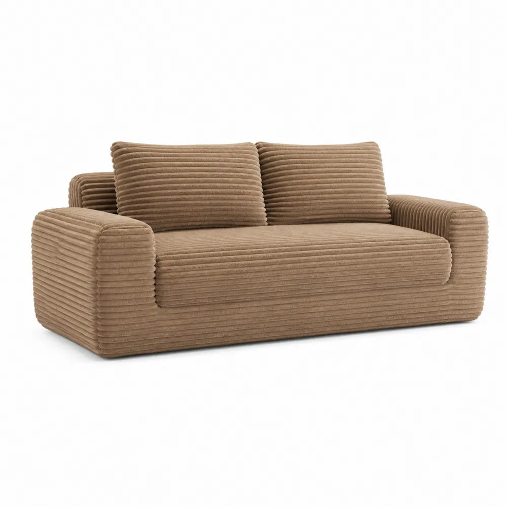 3-Sitzer Sofa Cord Beige mit Schaumstoff
