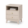 Beistelltisch mit 2 Schubladen, Massivholz, Beige, 50x40x60 cm