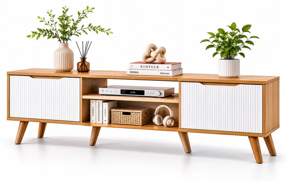 TV-Schrank Massivholz und MDF Weiß 180cm