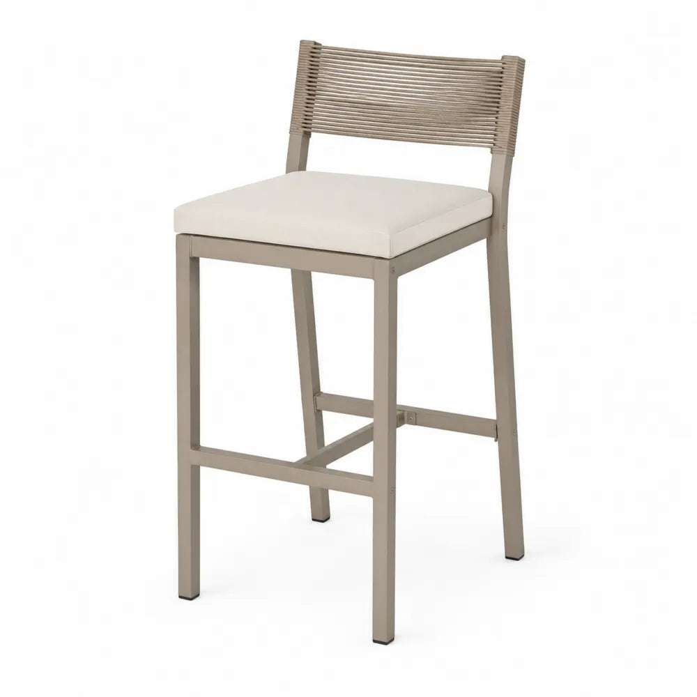 Barstuhl Aluminium mit Kunstseil Rücken und Polyester Sitzkissen