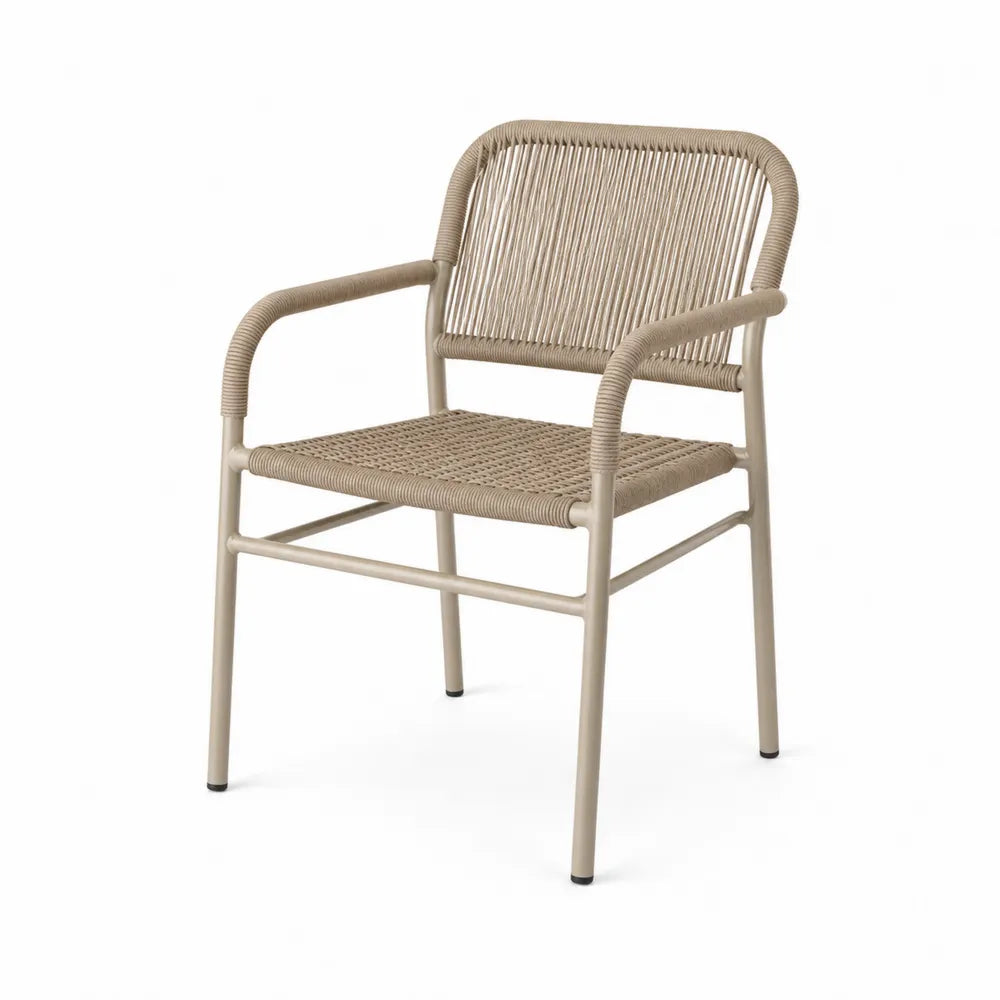Outdoor-Stuhl Metall Polyesterseil Beige