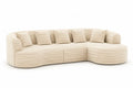 Ecksofa mit Polyesterbezug Beige und Kissen