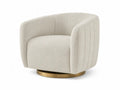 Drehbarer Loungesessel im Bouclé Stoff mit Metallbasis Beige