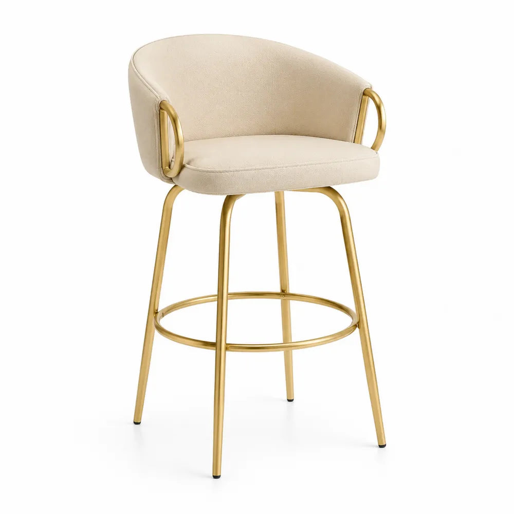 Barhocker Creme Stoff Metallbeine 105 cm