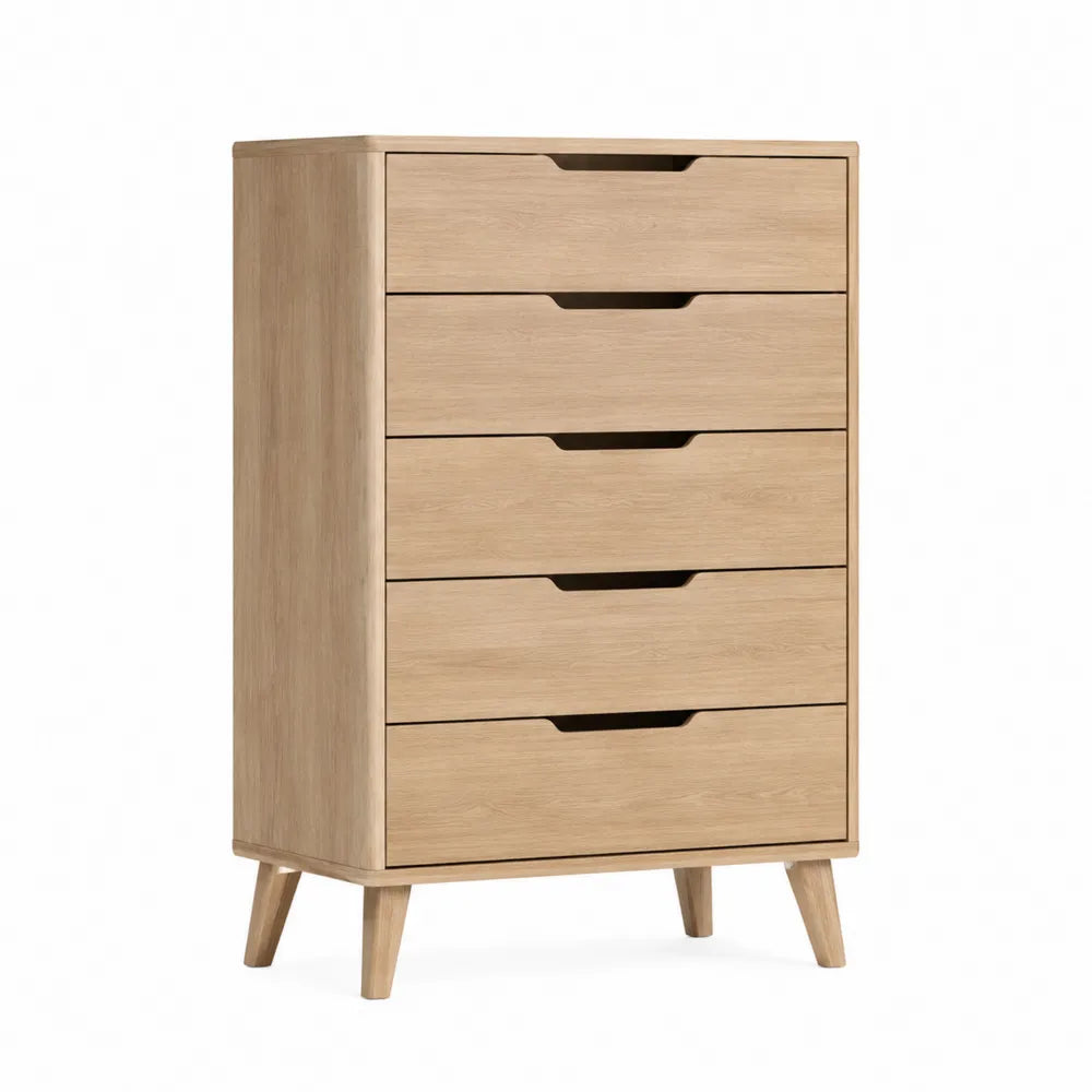 Kommode aus Eichenholz mit 5 Schubladen, 100x40x120cm