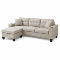Ecksofa mit Ottomane Polyester Beige