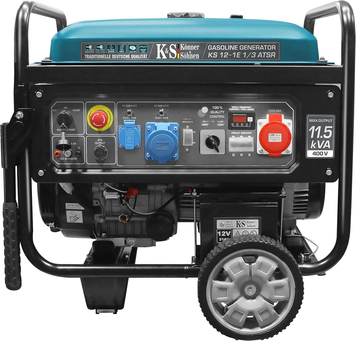 18,5 pk, Könner & Söhnen KS 12-1E 1/3 ATSR, stroomgenerator 18,5 pk, 4-takt 1-cilinder benzinemotor met koper
