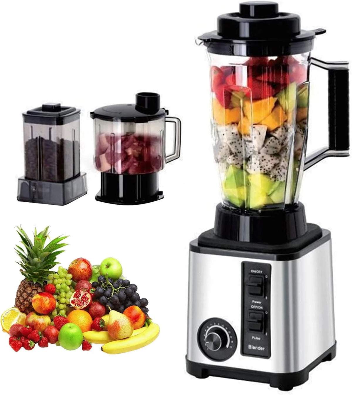 Blender met High-Power Smoothie Maker voor ijs verpletteren, fruitpuree en vleesslijpen in huis of restaurantgebruik, 3L, notenverwerking
