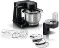 Keukenmachine, MUMS2EB01, 3,8 L, 700 W, RVS, 3 schijven, planeetmixer, kneedhaak, klop- en garde, doorloopsnijder, zwart