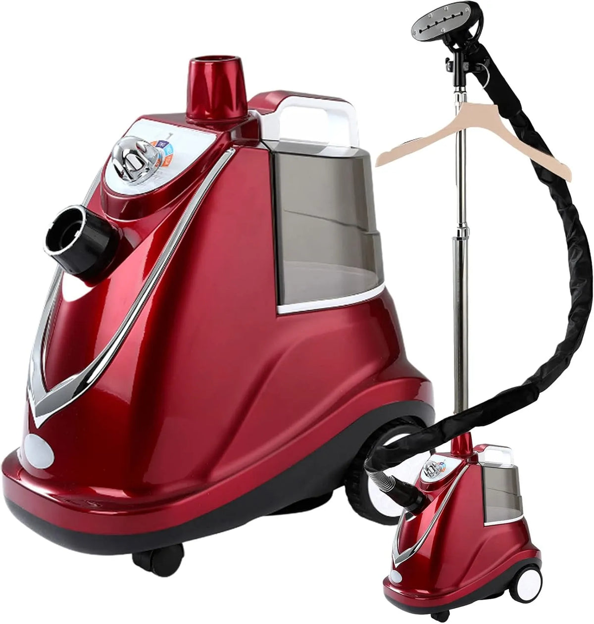 Kledingstomer met 1800 W, 55G, 3.8L, waterreservoir, RVS, ruime kabellengte en rood