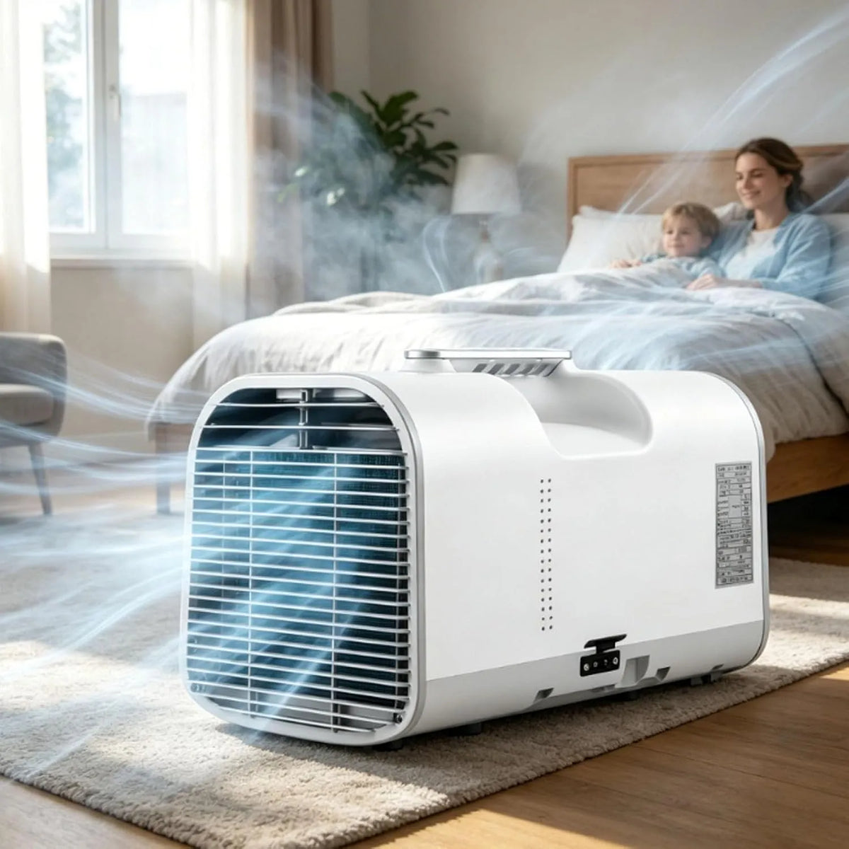 Mobiele airconditioner en Luchtkoeler met 1500 W, 4-In-1, 1 Standen, 330 W, 400 W, 1300 W, 5100 BTU en 10°C