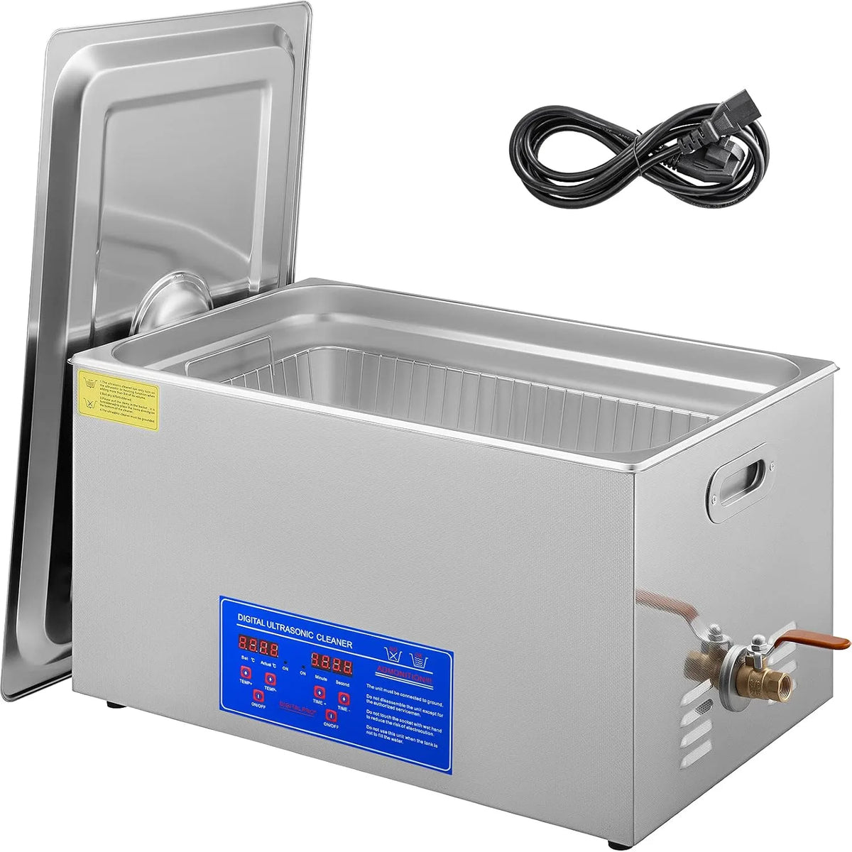 Ultrasoonreiniger met timer, 0 – 80 °C, 0-30 minuten, regelbare thermostaat en RVS