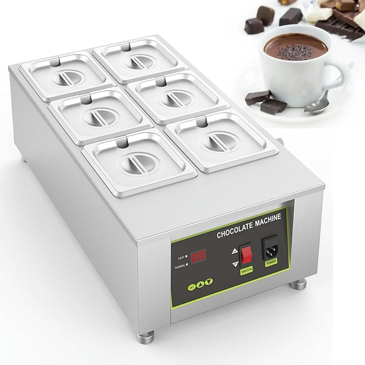 Chocoladeroom Template Machine met 1000 W, 36.18cm, 18,10cm, 2kg, 4.4kg, 16,10cm en RVS