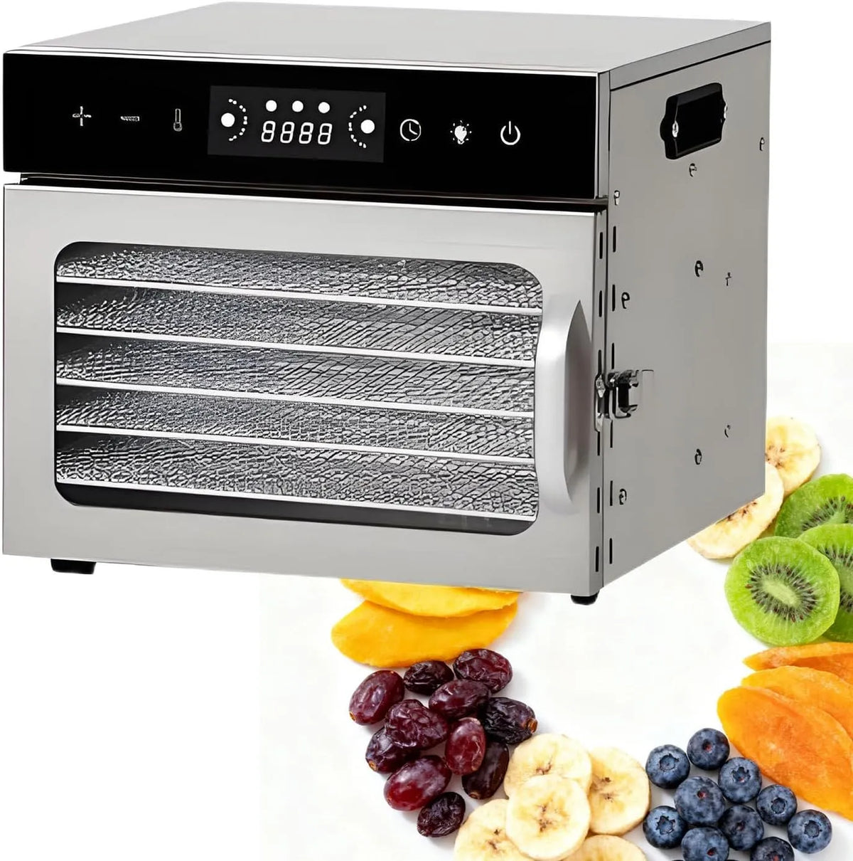 Ventilator met regelbare thermostaat, geluidsarme werking, RVS, gerichte luchtcirculatie en 24-uurs timer