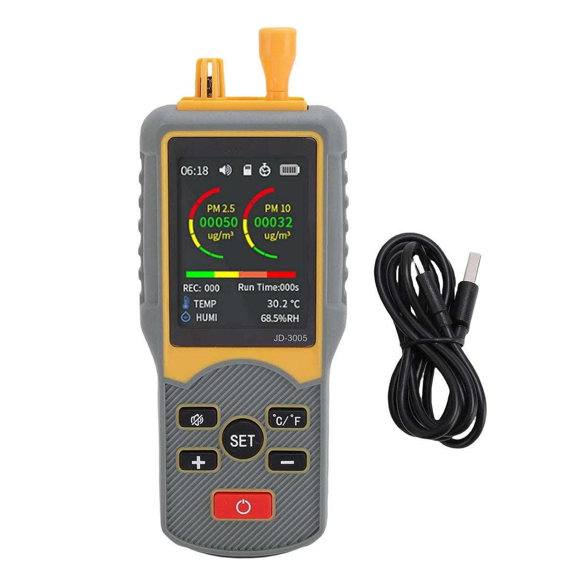 Luchtkwaliteitsmeter, PM2.5, PM10, 2,8 'kleur LCD, Binnenstoffendetectie Binnenshuis
