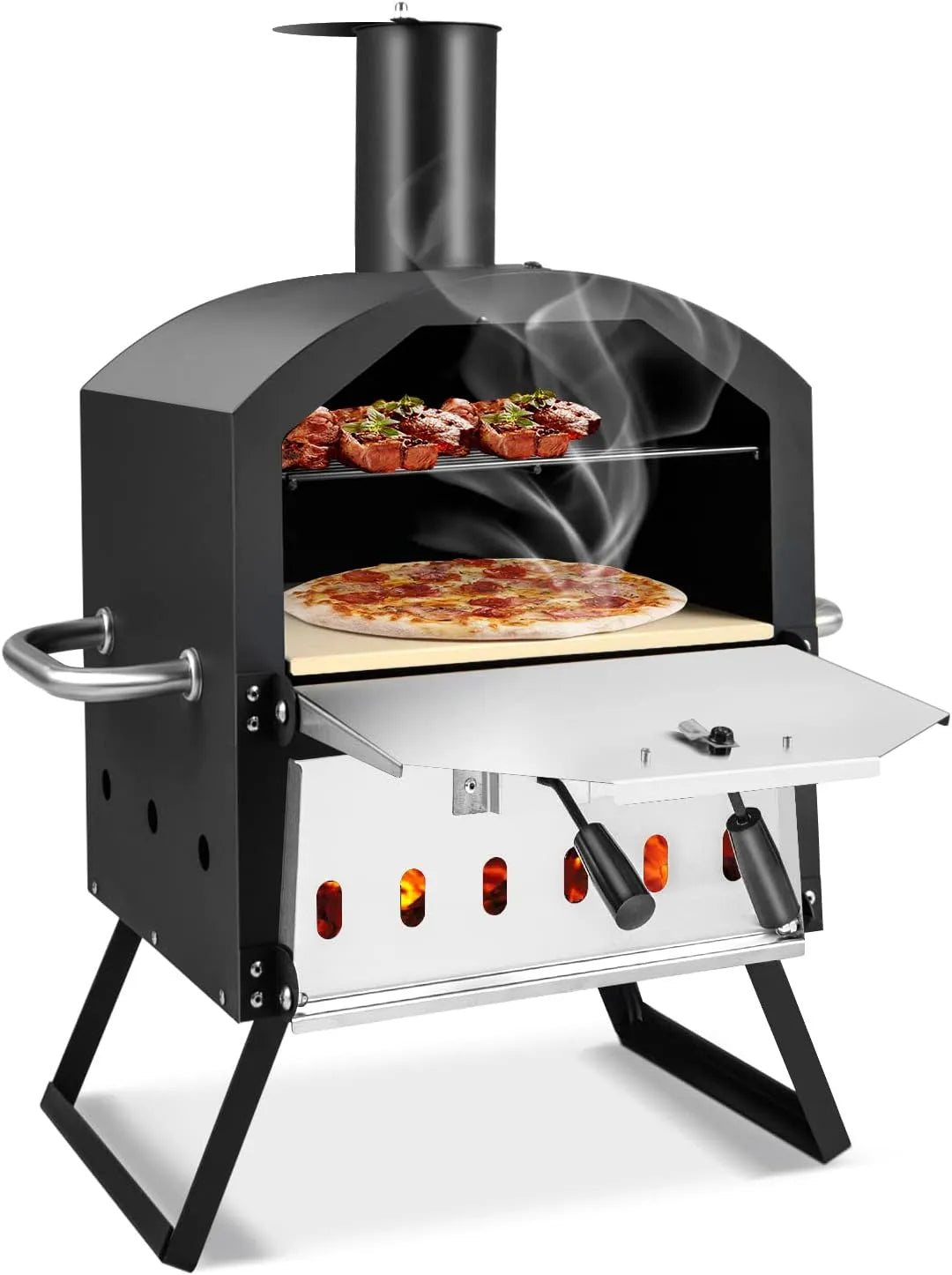 Inbouwoven, outdoor pizzaoven, pizzasteen & inklapbare poten, pizzaschep, waterdichte afdekking