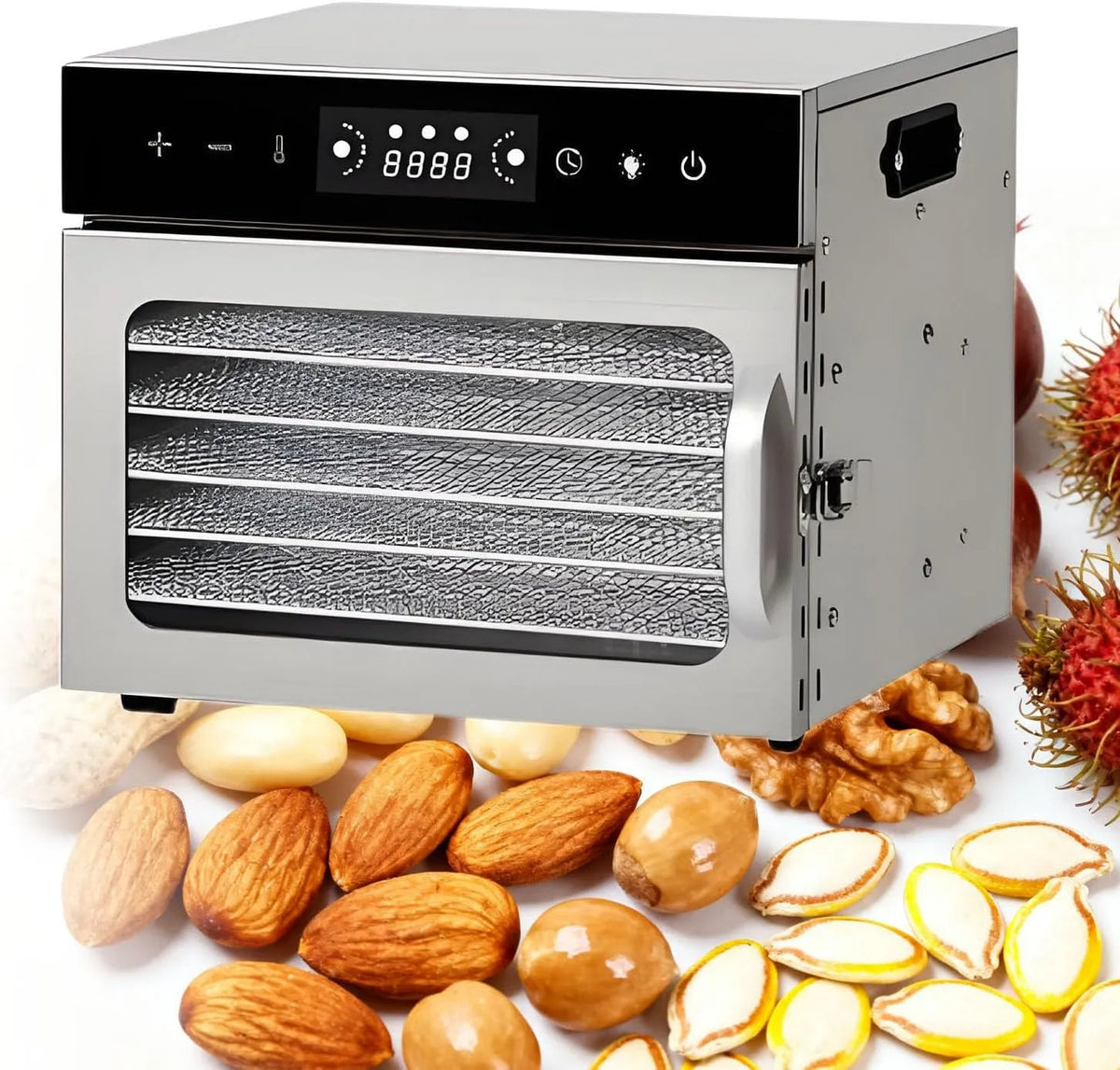 Ventilator, digitale voedseldroger van RVS, kruiden en vlees 6Layer, voedseldrogers voor fruit en groenten, hondensnoepjes