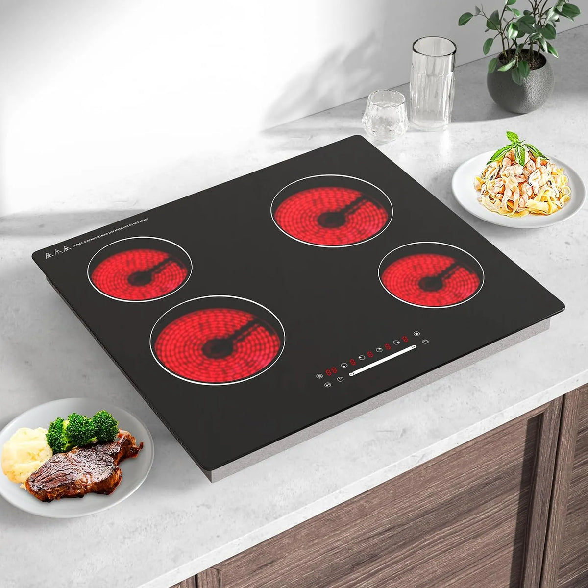 Kookplaat met 6000 W, 560 x 490 mm en keramisch element
