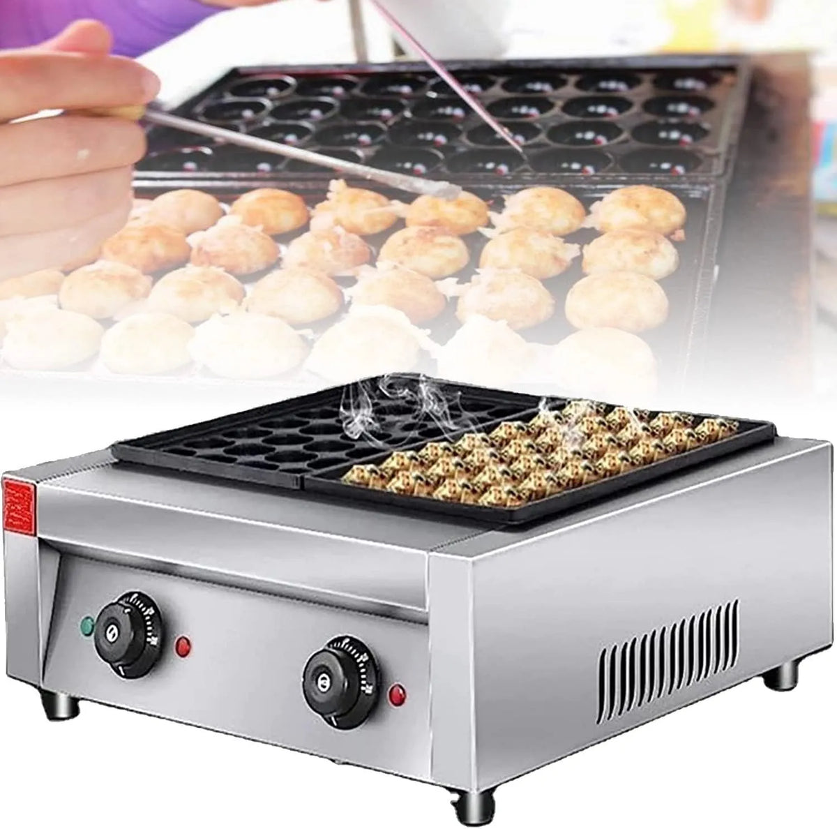 Pan Takoyaki Machine, 110V, 2KW 56 Gaten Nonstick Japanse Takoyaki Grill Pan Takoyaki Machine, RVS