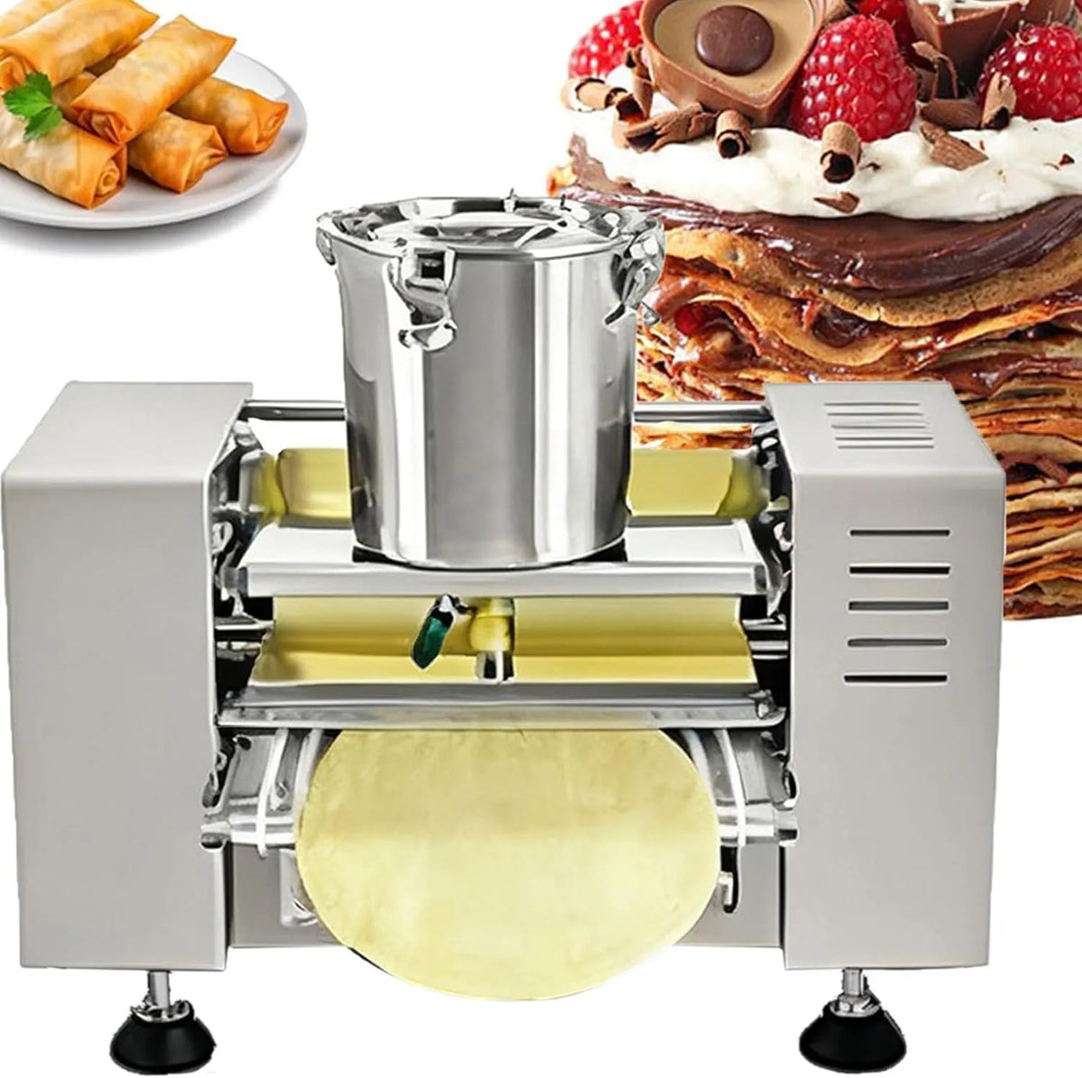 Commerciële crêpe machine met 20 cm, 53 x 35 x 35 cm, 2200 W, 60 seconden, 5 seconden en regelbare thermostaat
