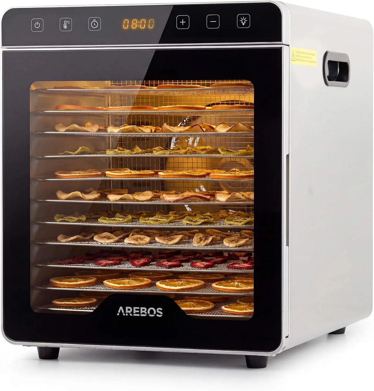 Droger met 800 W, 29 L, 30-85 °C, digitaal display, regelbare thermostaat, RVS en 24-uurs Timer