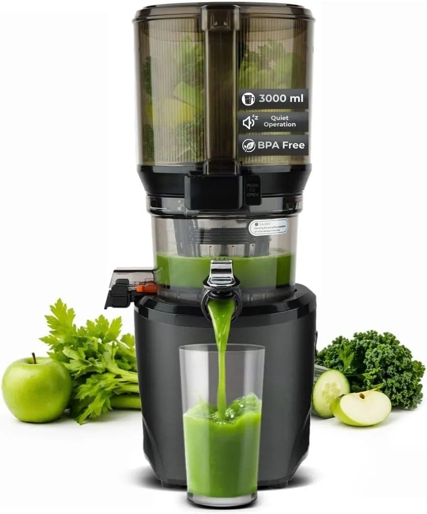 Kuvings AUTO10 Sapcentrifuge, capaciteit 3 l, langzaam en eenvoudige reiniging, zwart, 200 W motor, groenten en smoothies
