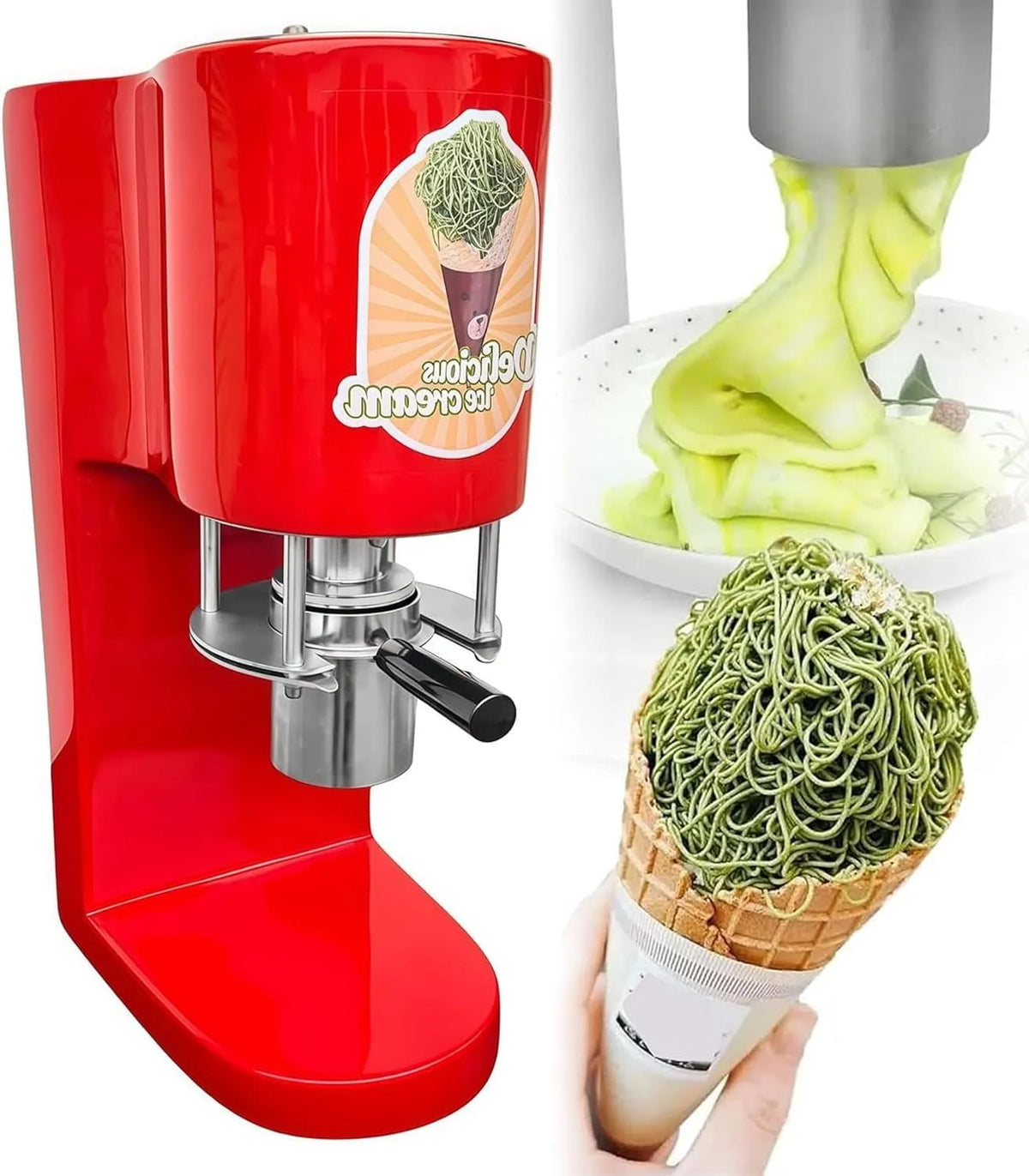 Spaghetti Ijs Machine met 28-30L, 30 x 20 x 57 cm, 80 W, 6 seconden, 0,42L, 420ml, 22,4 inch en 18 °C