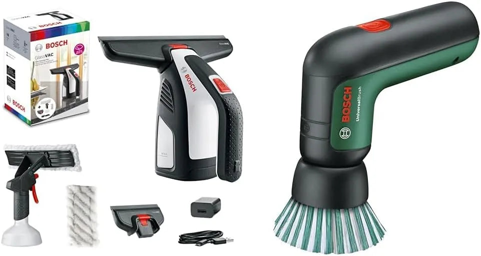 Reiniger, Bosch thuis and Garden GlassVAC Raamreiniger met Accu, Looptijd: ca. 35 Ramen + UniversalBrush 3,6 V geïntegreerde accu, 1