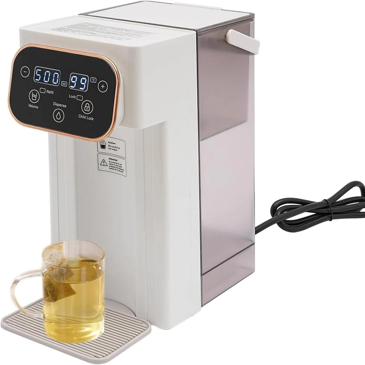 ZMIN Instant heetwaterdispenser, 12 temperaturen en 8 volume-instellingen, Wit, 2000 W