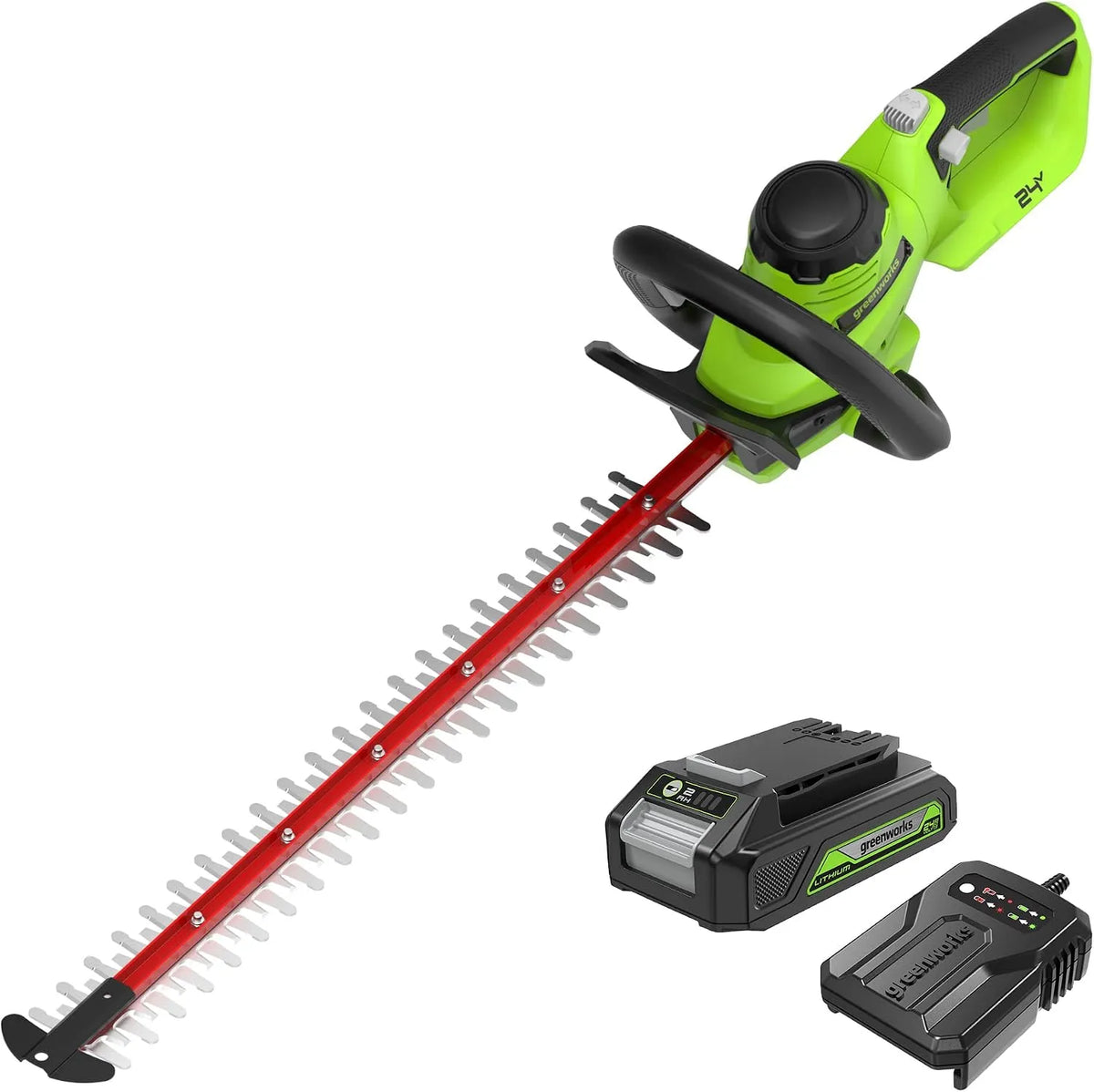 Heggenschaar, Greenworks Draadloze G24HT56, 56cm, 25,4mm, 2Ah, 24V