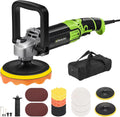 Polijstmachine met 1600 W, 15,2 cm, 17,8 cm en 7 snelheden, autobuffers en polijstmachineset voor auto's