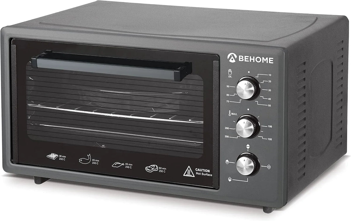 Inbouwoven met 320 °C, timer, 90 minuten, zwart en zilver, 48 liter