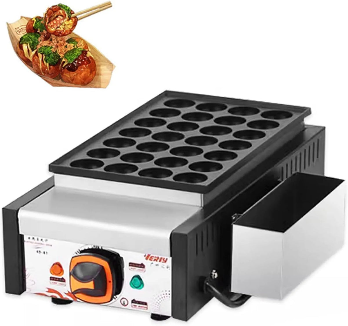 Machine met 23 x 20,5 x 2,5 cm, 23 x 43 x 14 cm, 3-5 minuten, 1,65 kW, 50-300 °C en RVS