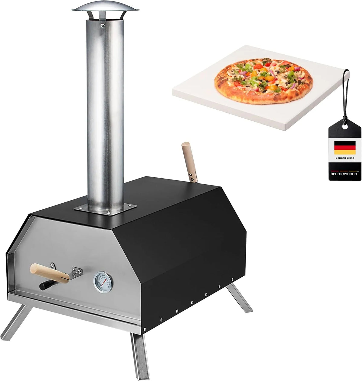 Inbouwoven, bremermann Pizzaoven x2x30, kolen, pellets, 30 x 2 x 30 cm