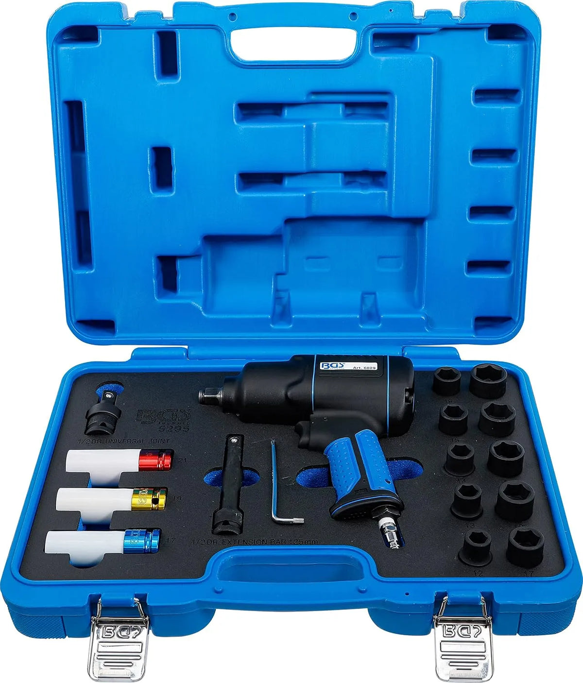 Accu-slagmoersleutel met 12,5 mm, 10 mm, 20 mm, 142,5 l, 95,16 dB, 106,16 dB en 6,3 bar