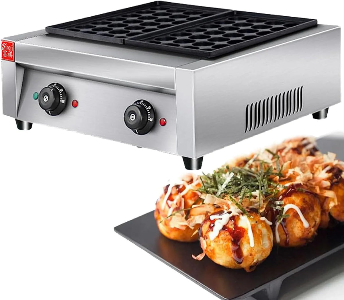 Machine met 33 x 20 cm, 46 x 45,5 x 17 cm, 3-5 minuten, 4 kW, 0-300 °C en RVS