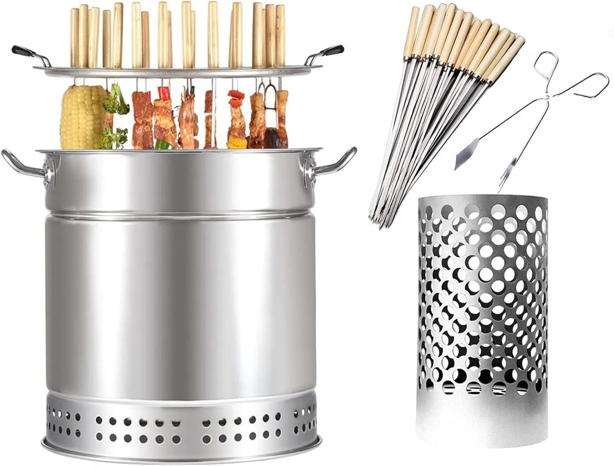 Rookloze Houtskoolbarbecuegrill Met 50 Kabob-spiesjes met 30 x 41cm, 36 x 42cm, 5-6 minuten, 24 uur en RVS
