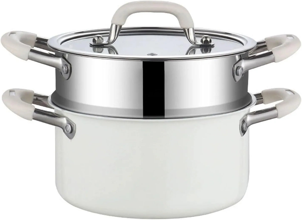 Voedselstomer, 24 cm, voorraadpot met stoomboot, kookpot, kookgerei voor gas, inductiekookplaten, elektrisch keramiek