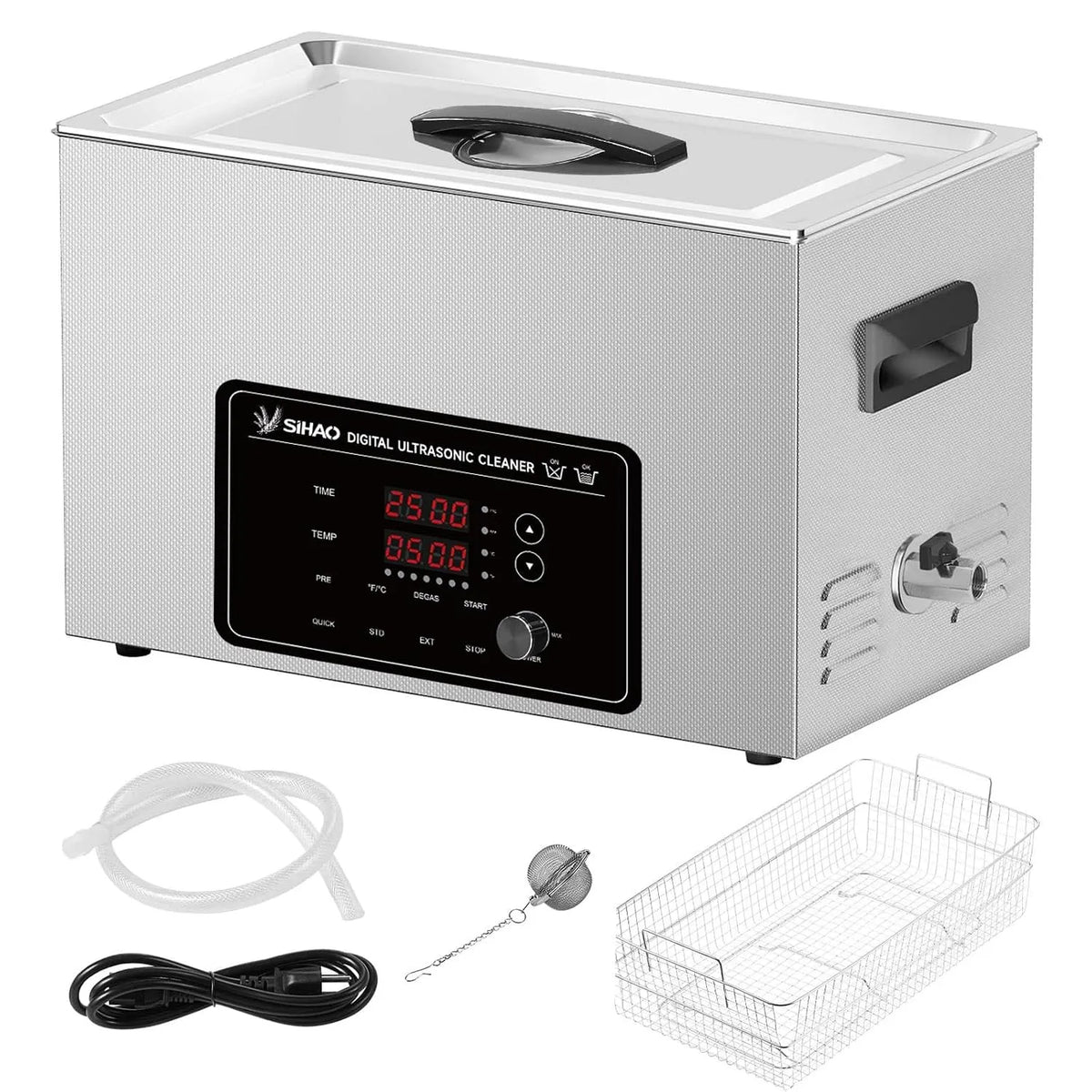 Ultrasoonreiniger, 22L, Temperatuurregeling, Inclusief Mand voor Sieraden, Horloges, Timer 0-30 Min, Degas Functie, Brillen, en Onderdelen
