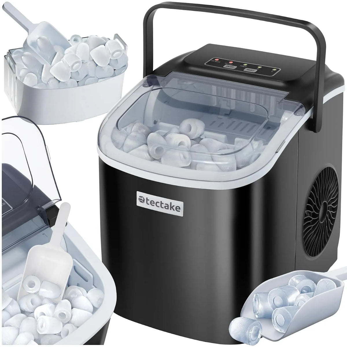 Machine met 1,2L, 6 minuten, 12 kg, 24 uur, waterreservoir, RVS en zwart
