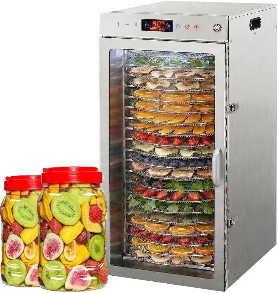 Ventilator, 1600 W, 30-88°C, Dubbele Ventilator, Timer, voor Jerky, Fruit, Groenten, Kruiden en Hondenvoer