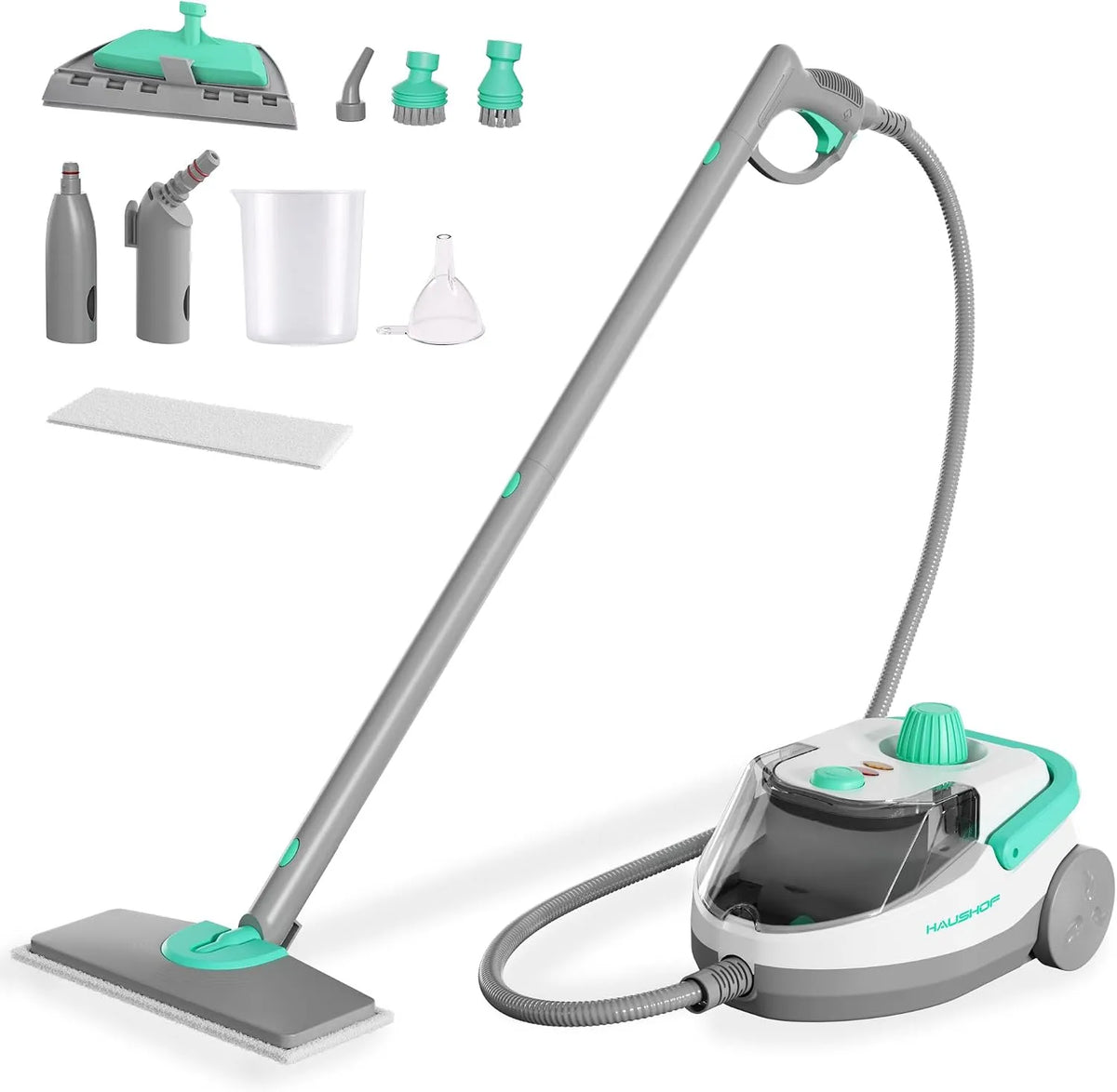 Stoomreiniger met 1800 W, 1,5 l, 4,0 bar, 1500 W, 105°C, 30 minuten, 7-9 minuten en 45 cm