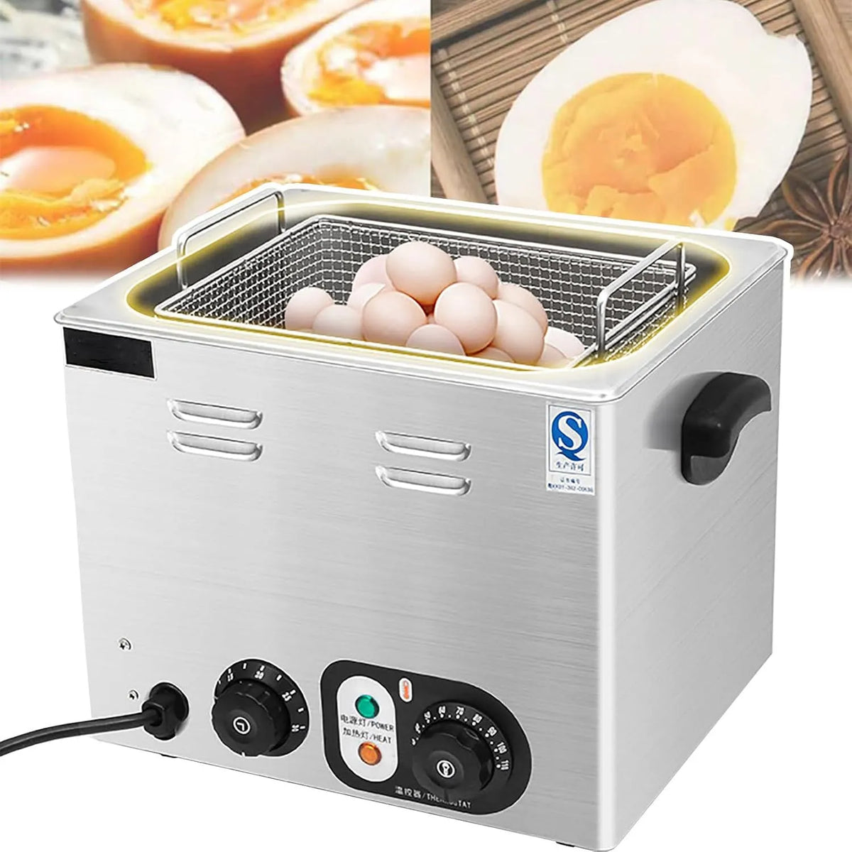 Commerciële eierkoker met 2600 W, 30-110 °C, timer en regelbare thermostaat